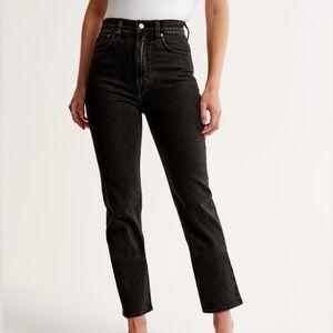 Abercrombie & Fitch Washed Black Ultra High Rise Ankle Straight Jeans